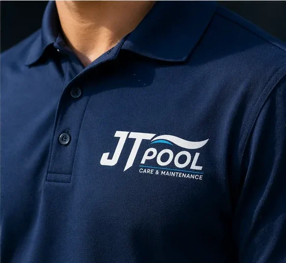 JT Pool uniform logo detail